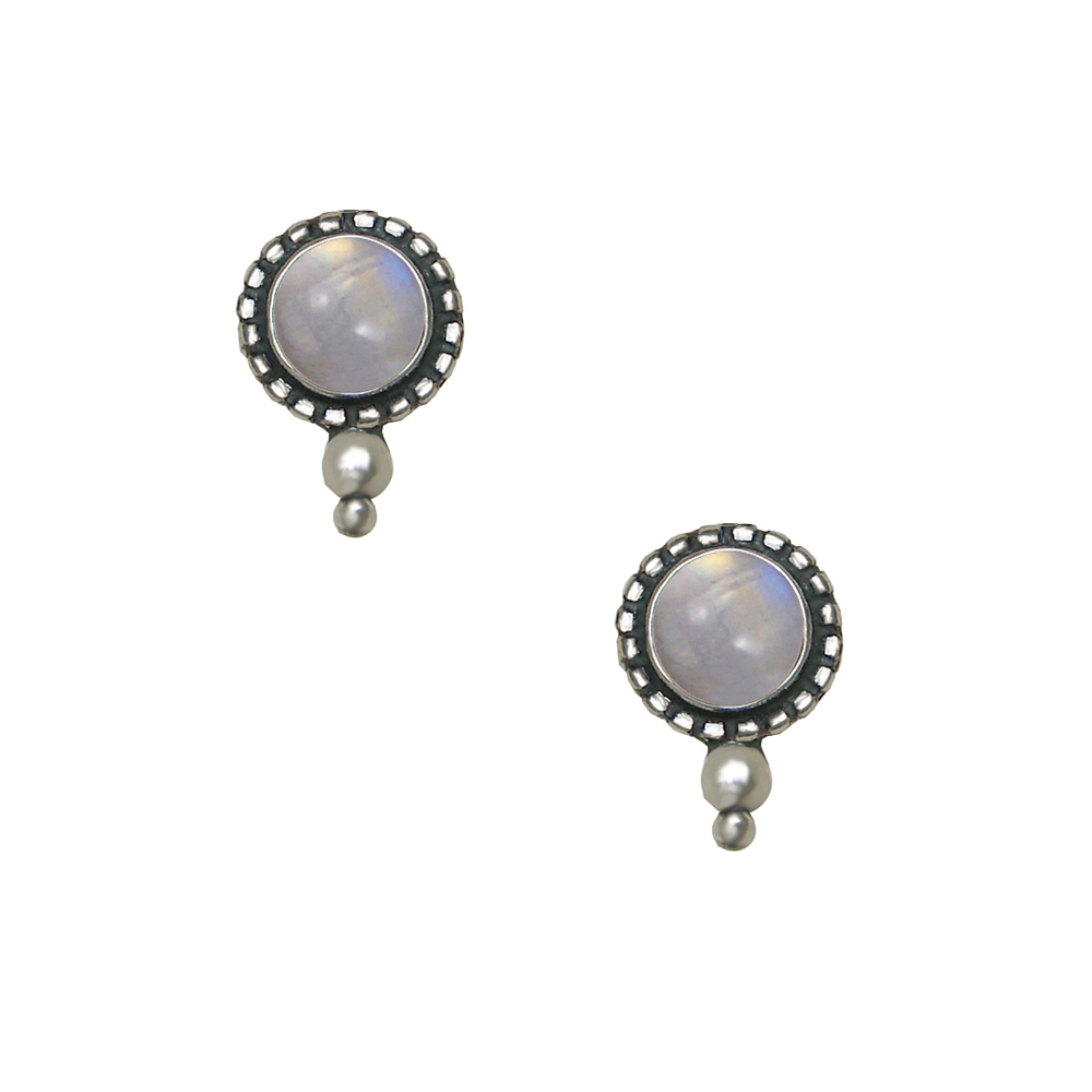 Sterling Silver Rainbow Moonstone Post Stud Earrings